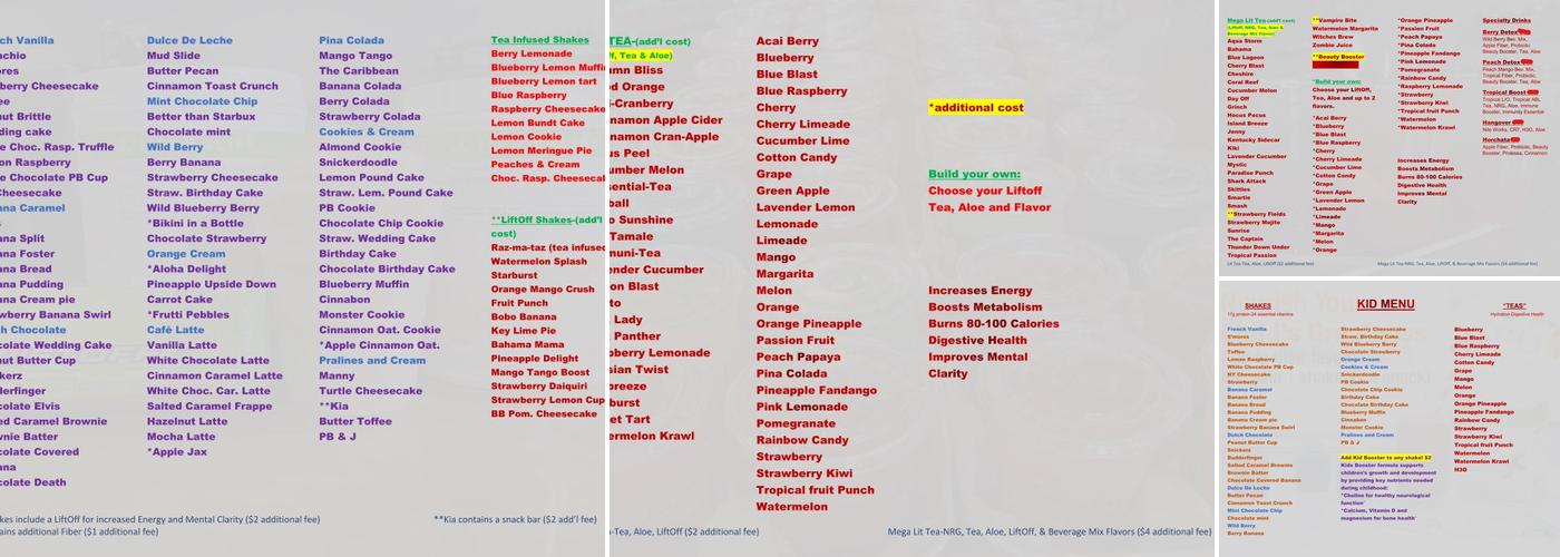 LIT NUTRITION Menu