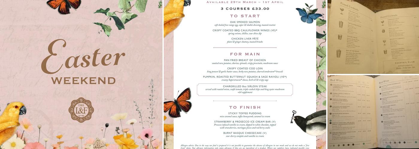 Lost & Found Sheffield Menu