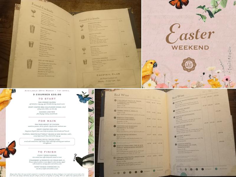 Lost & Found Sheffield Menu