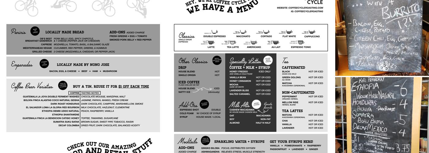 Coffee Cycle Roasting Menu