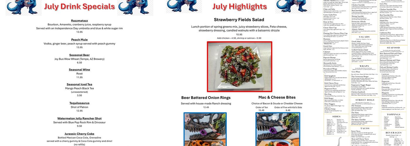 Pangaea Dinosaur Grill Menu