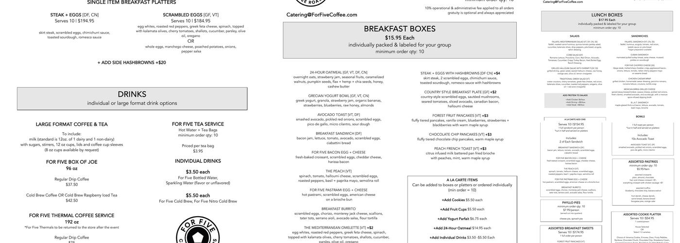 For Five Coffee Times Square Menu