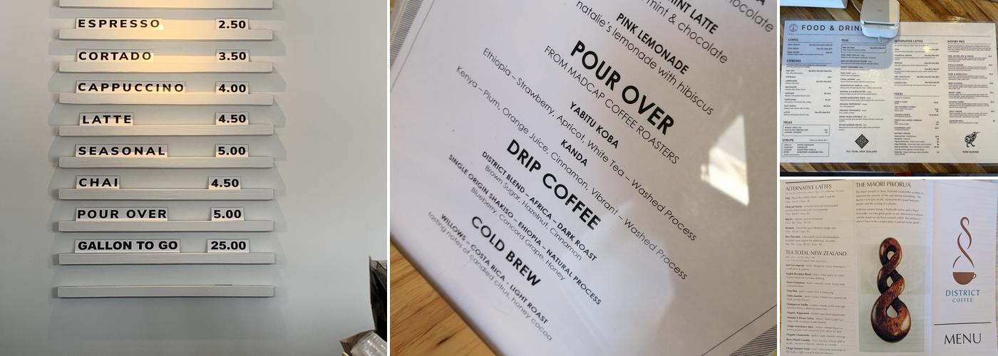 District Coffee Menu