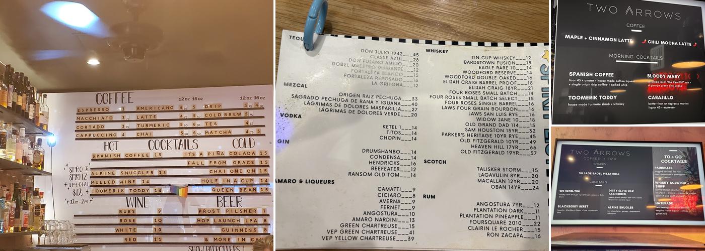 Two Arrows Coffee | Bar Menu