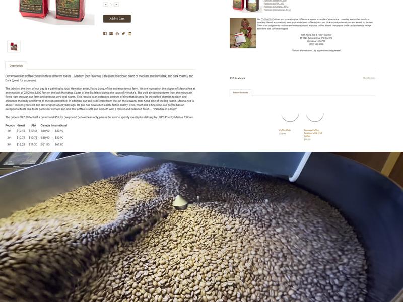 Hawaiian Cloud Forest Coffee Menu