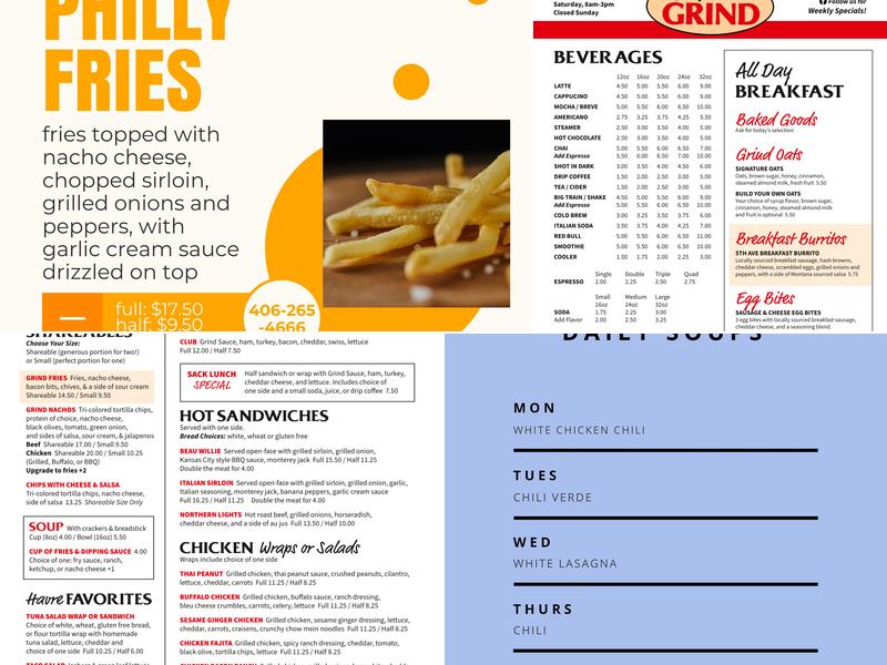 5th Avenue Grind Menu