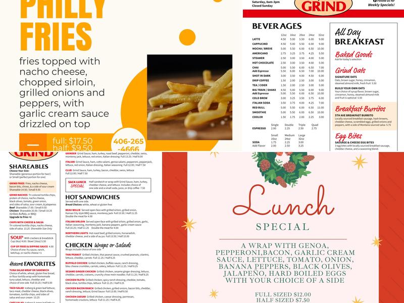 5th Avenue Grind Menu