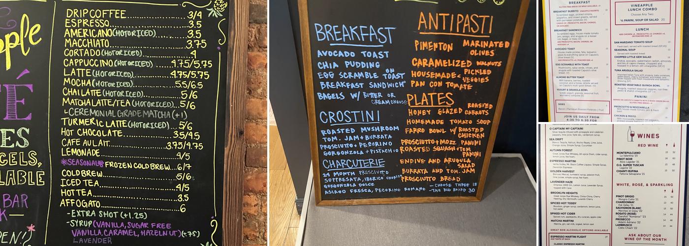 Vineapple Menu