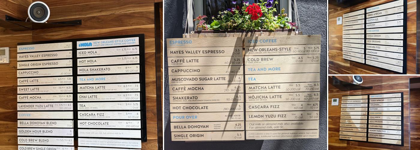 Blue Bottle Coffee Menu
