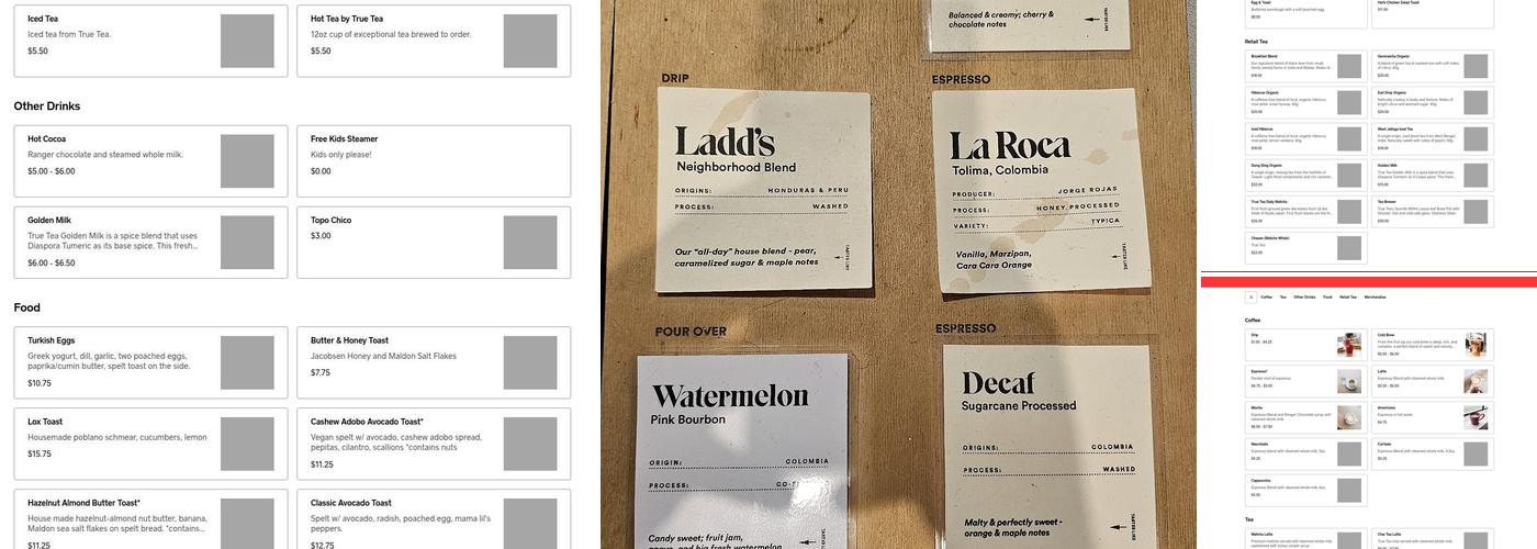 Upper Left Roasters Menu