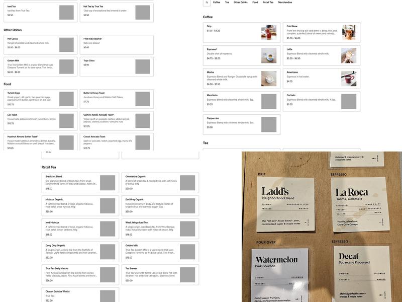 Upper Left Roasters Menu