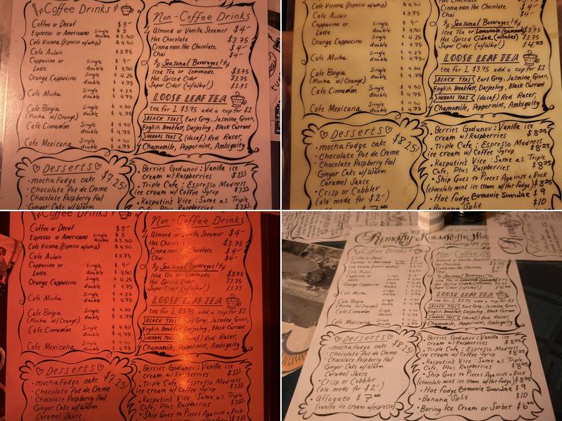 Rimsky-Korsakoffee House Menu