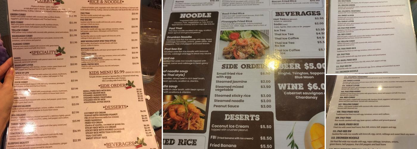Thailicious Menu