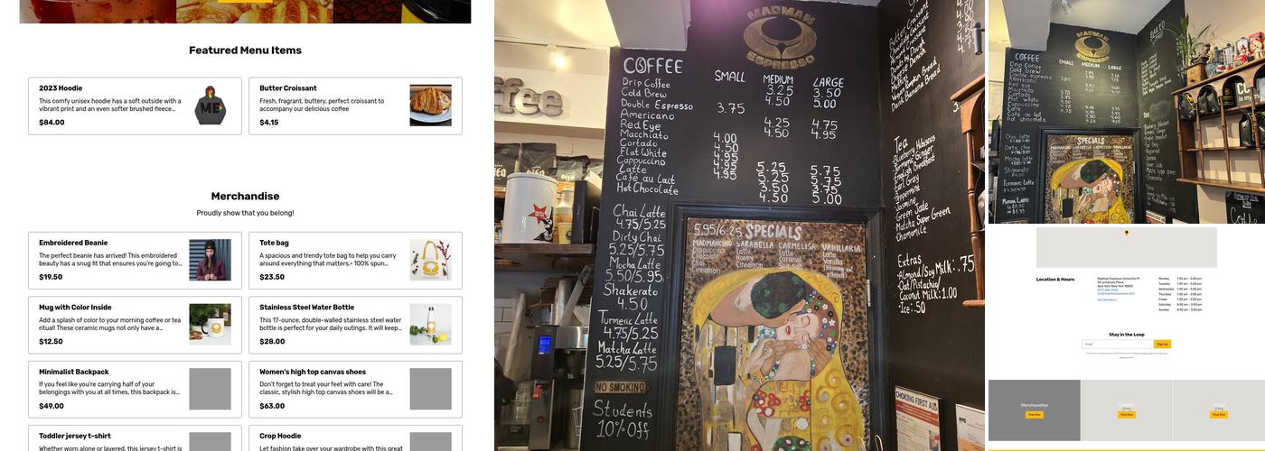 Madman Espresso Menu