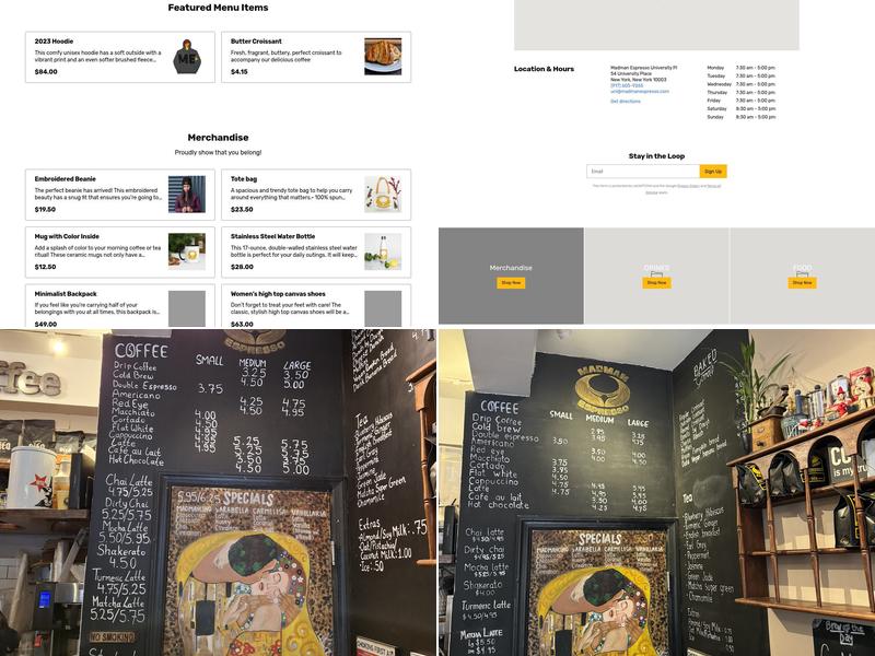 Madman Espresso Menu