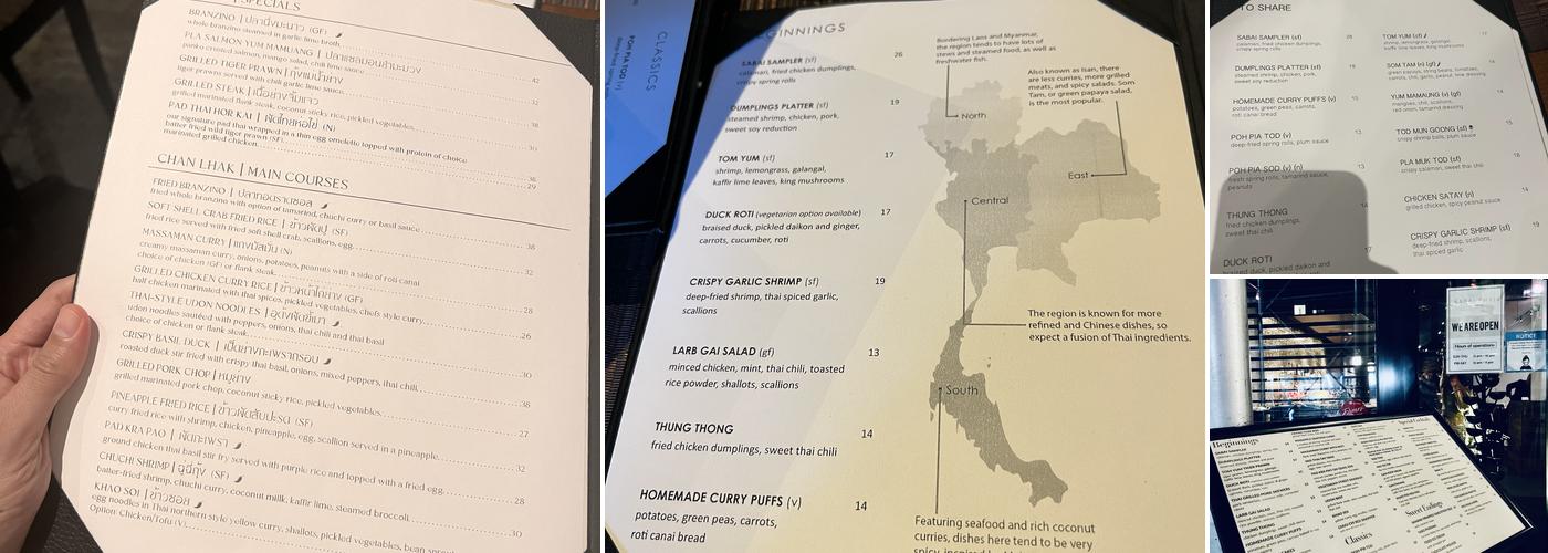 Sabai Thai Menu