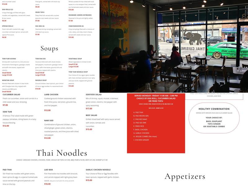 The Elephant Thai Cuisine Menu