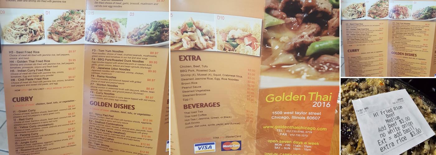 Golden Thai Menu