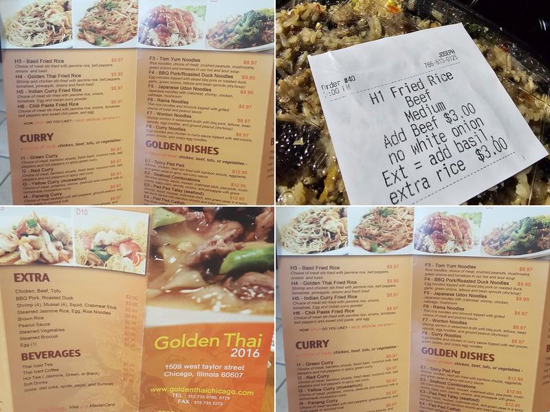 Golden Thai Menu