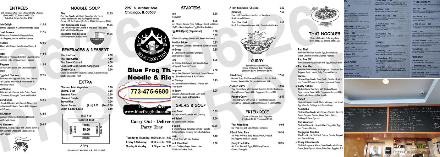 Blue Frog Thai Noodle & Rice Menu