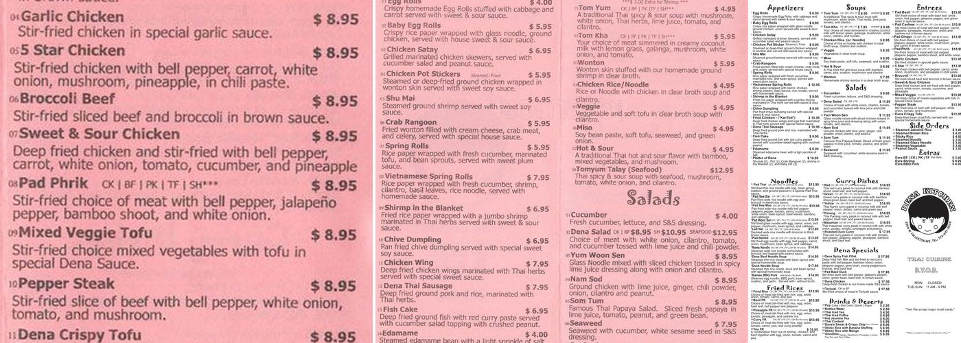 Dena Kitchen Menu