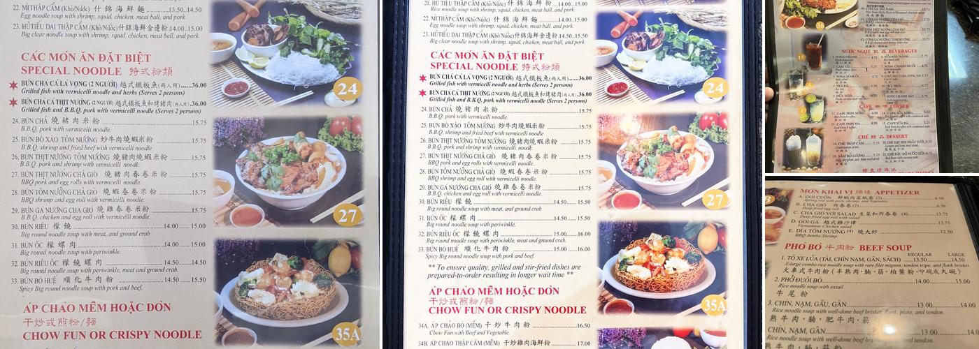 Pho Kim Long Menu