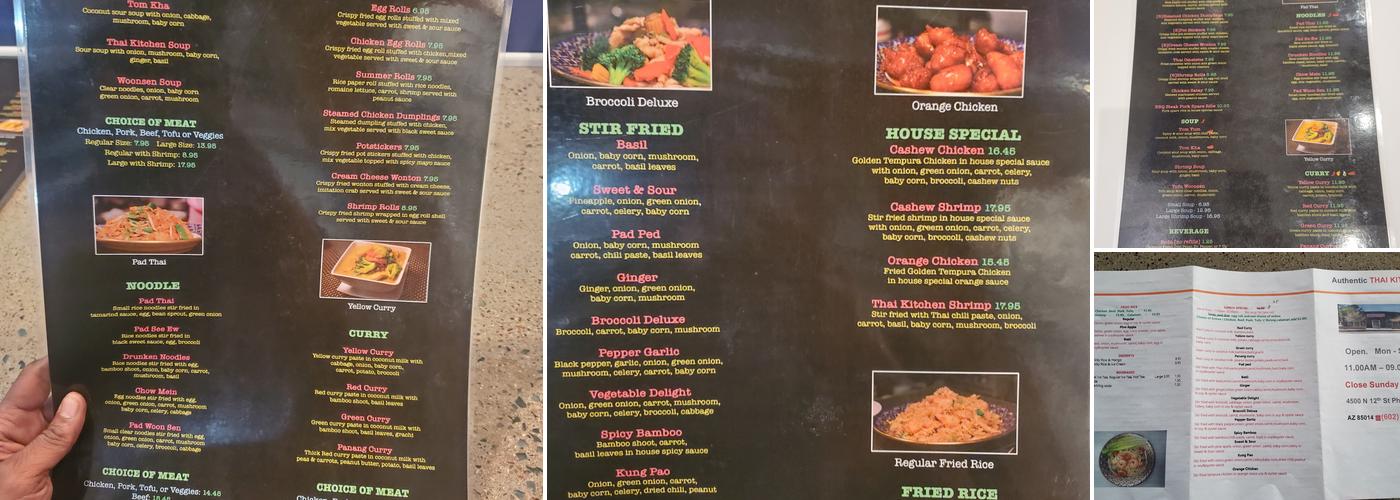 Authentic Thai Kitchen Menu