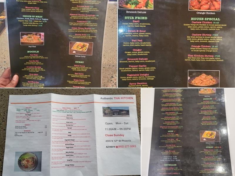 Authentic Thai Kitchen Menu