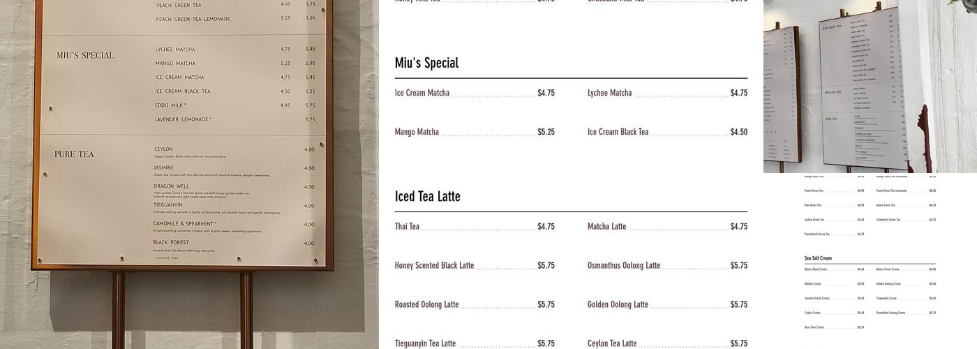 Miu’s Tea Menu