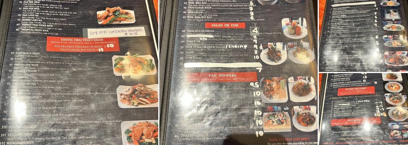 Forest Thai Menu