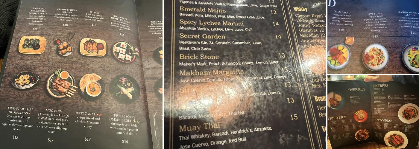 Thai 72 Menu