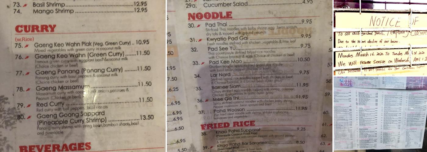 Thai Leaf Menu