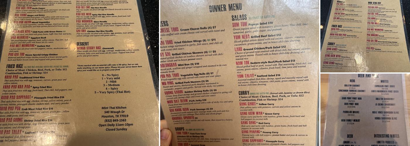 Mint Thai Kitchen Menu