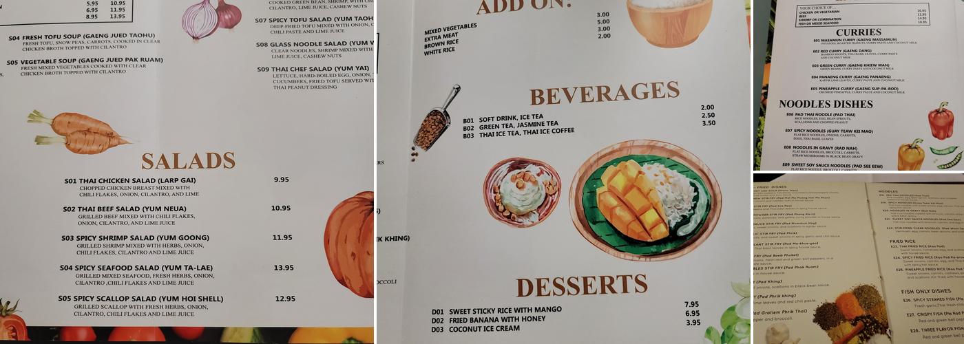 Sukhothai Restaurant Menu