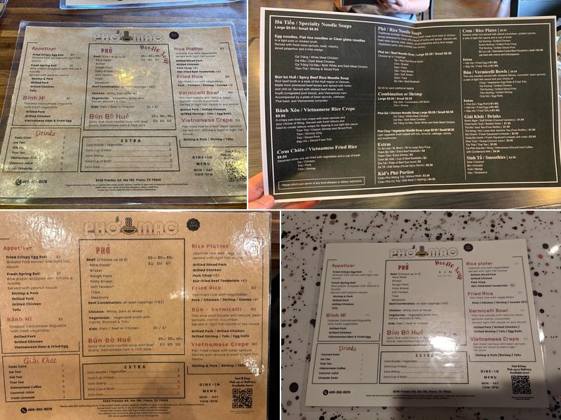 Pho Mac Menu