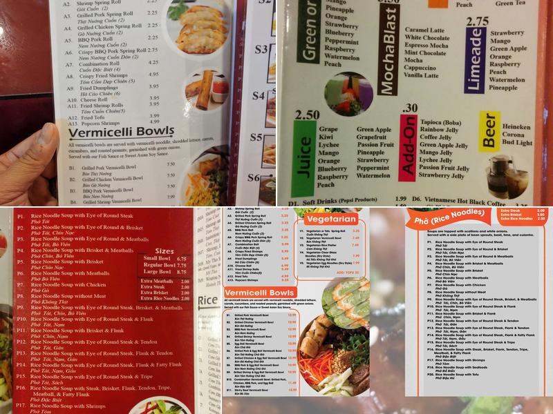 Pho B&B Vietnamese Cuisine Menu