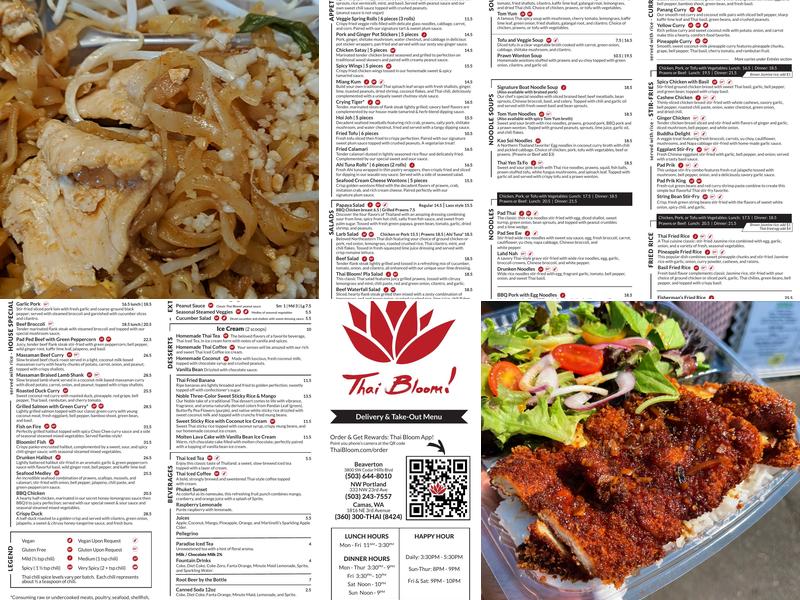 Thai Bloom Food Cart Menu