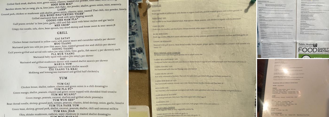 Thaiku Menu