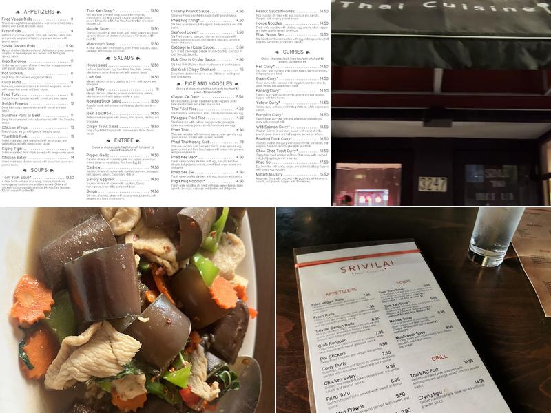 Srivilai Thai Cuisine Menu