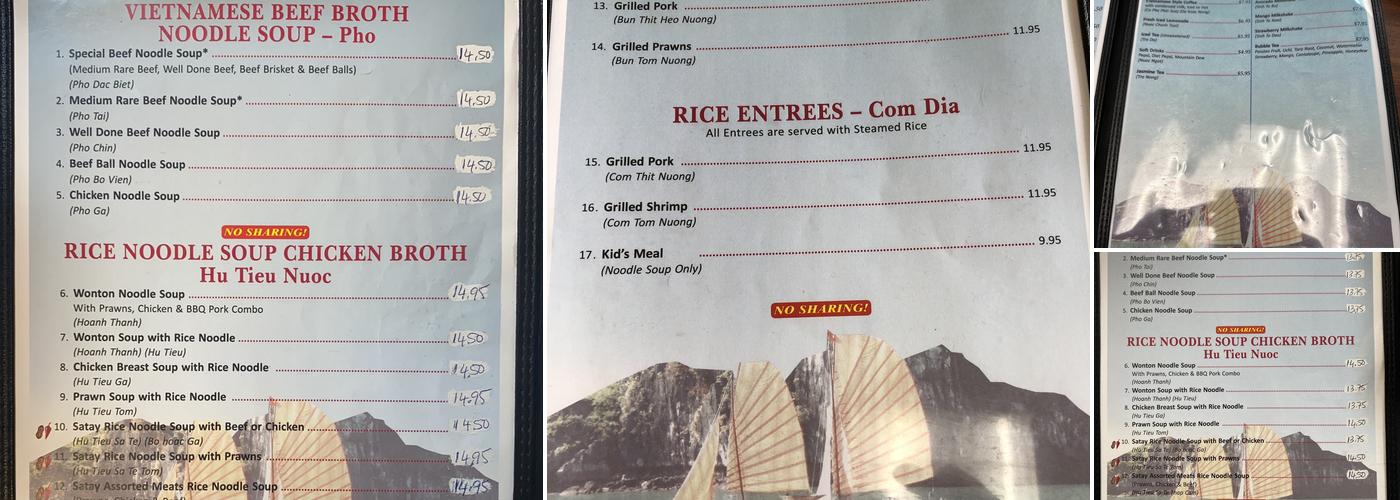 Pho Le Menu