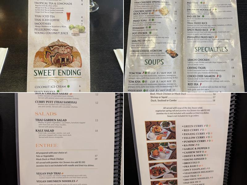 Thotsakan Thai and Vegetarian Cuisine Menu