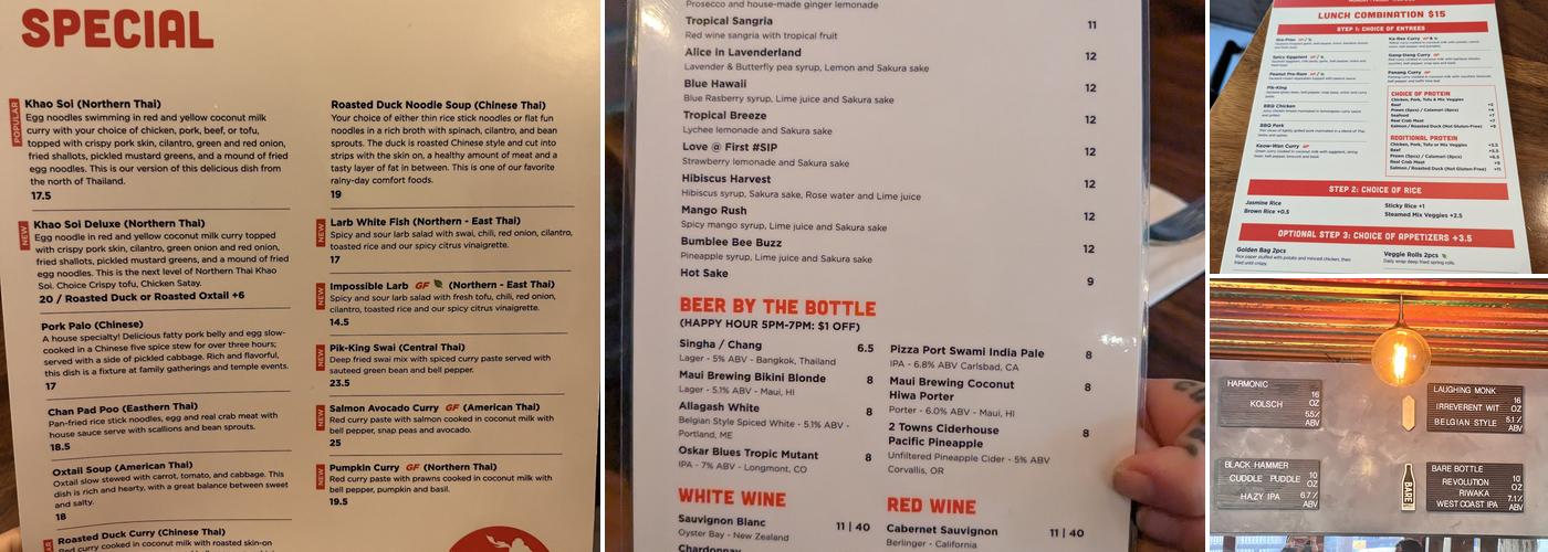 Ben Thai Cafe Menu