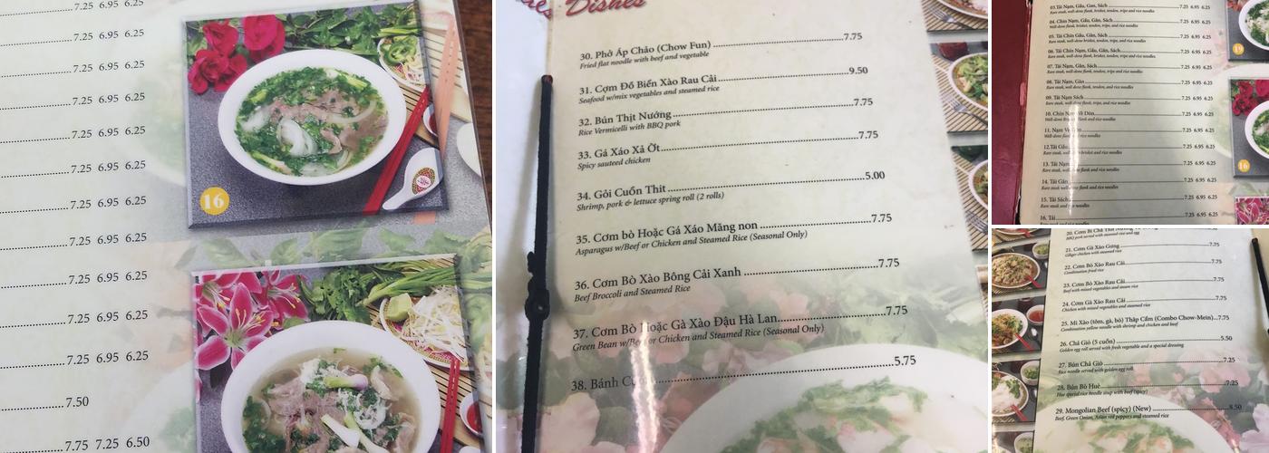 Phở 99 Menu