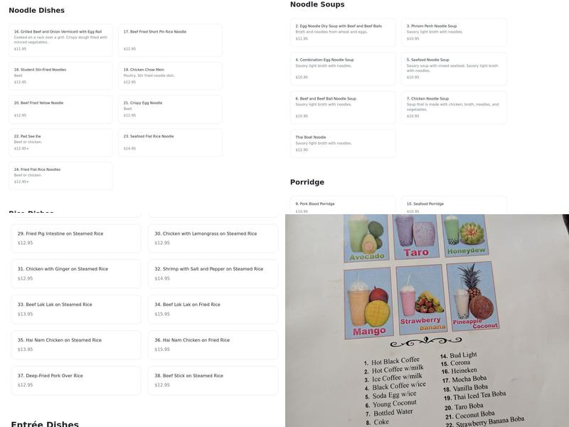 Koh Ruessei (Bamboo Island) Noodles Restaurant Menu