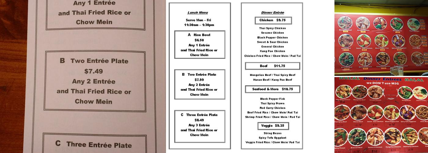 A Thai Express Menu