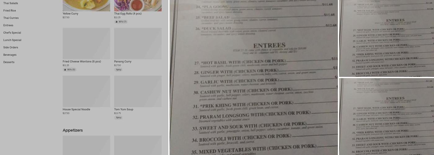 Thai Pot Menu