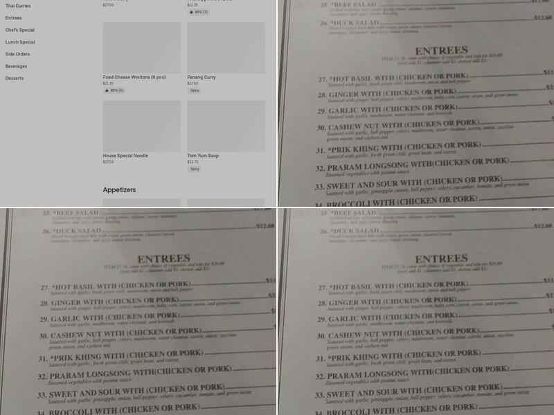 Thai Pot Menu