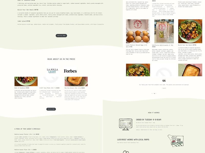 LuckyBolt Kitchen + Bakery Menu