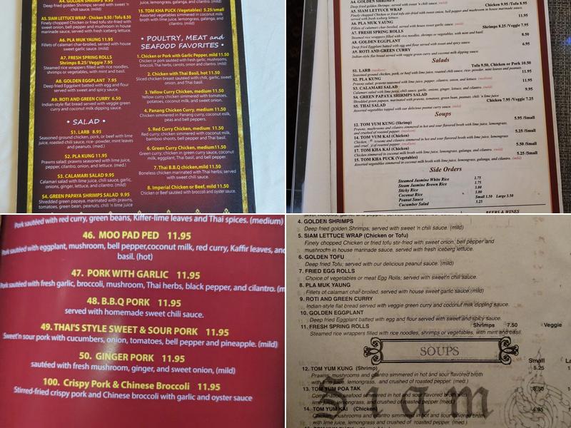 Siam Thai Cuisine Menu