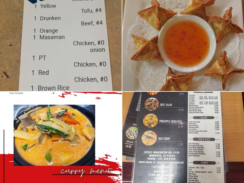 Tasty Thai Cuisine Menu